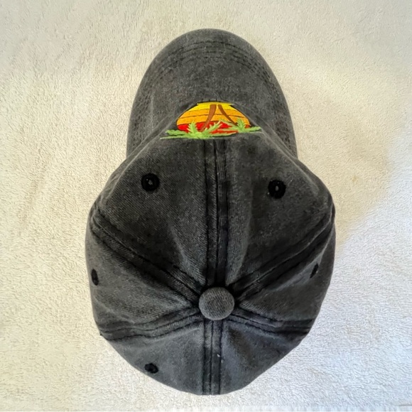 Dark Adjustable Grey Ball Cotton Cap with Palm Tree Beach Embroidery - Picture 8 of 14